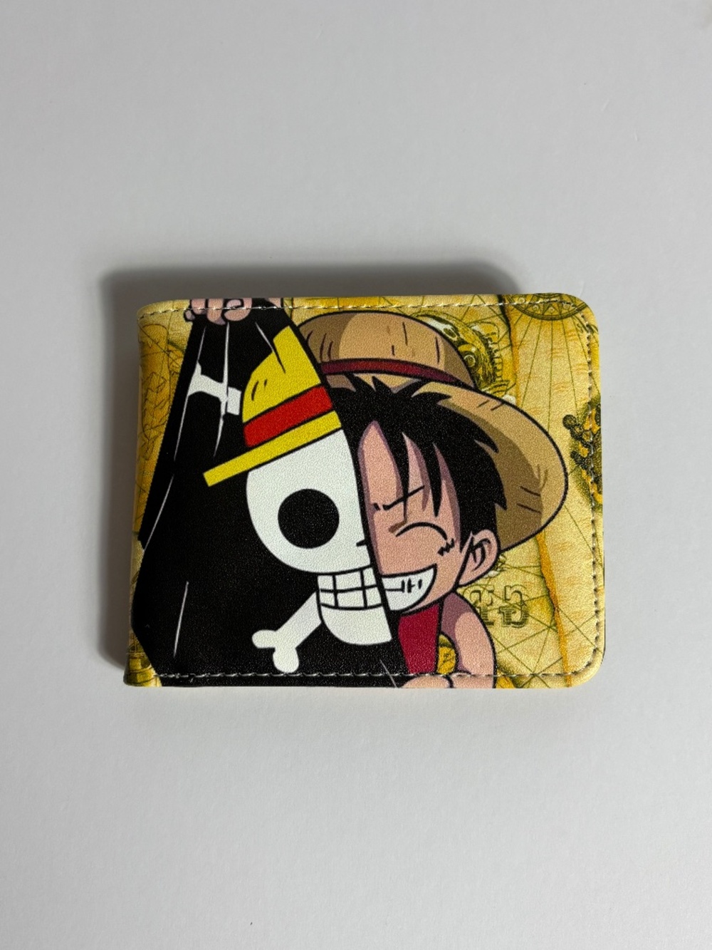 One Piece Luffy Skull Faux Leather Wallet Yellow Red Black Anime Manga Zoro